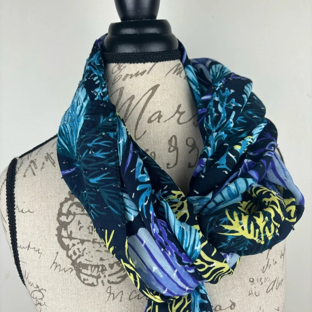 Jason Wu/QVC tropic beach print scarf-blues/purple